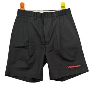 Riverside Budweiser Embroidered Work Shorts Mens 31 Black Pleated Made in USA